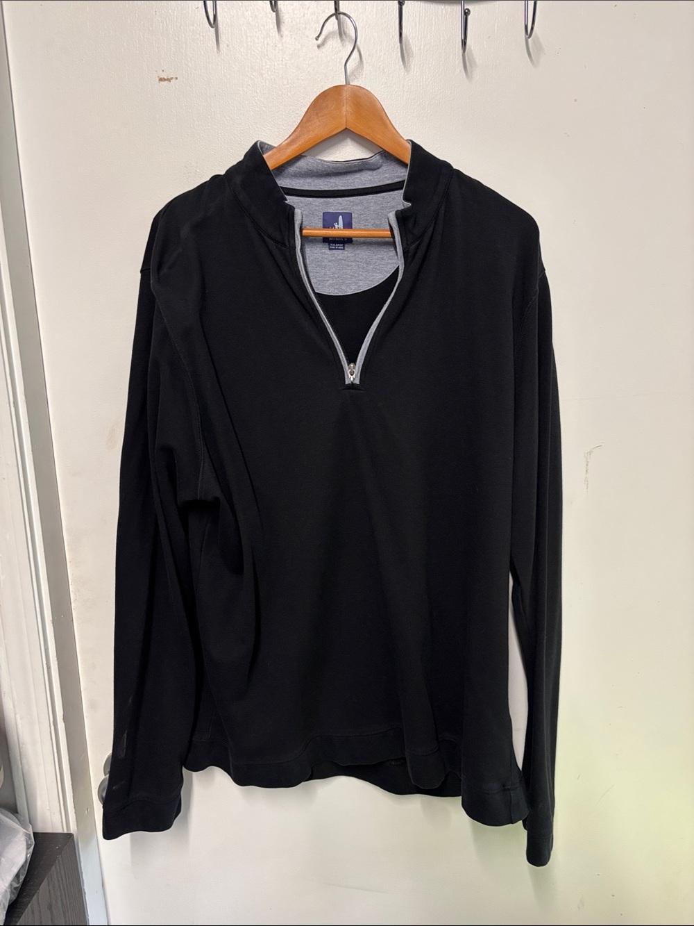 johnnie-O Black Quarter-Zip Pullover with Gray Trim Inside Collar